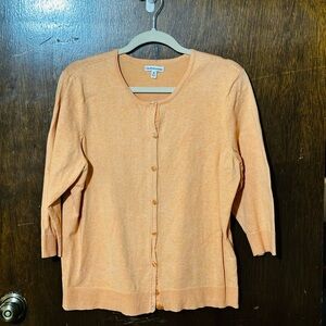 Croft & Barrow Orange Cardigan Sweater 3/4 Sleeve